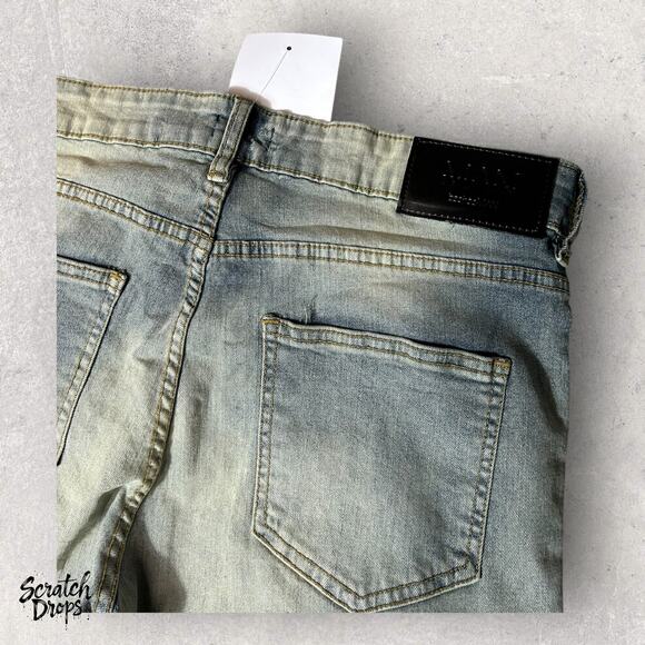 BooHoo Man Men's Faded Cargo Pants Size 32x28 Distressed Denim Jeans Trend - Picture 2 of 4